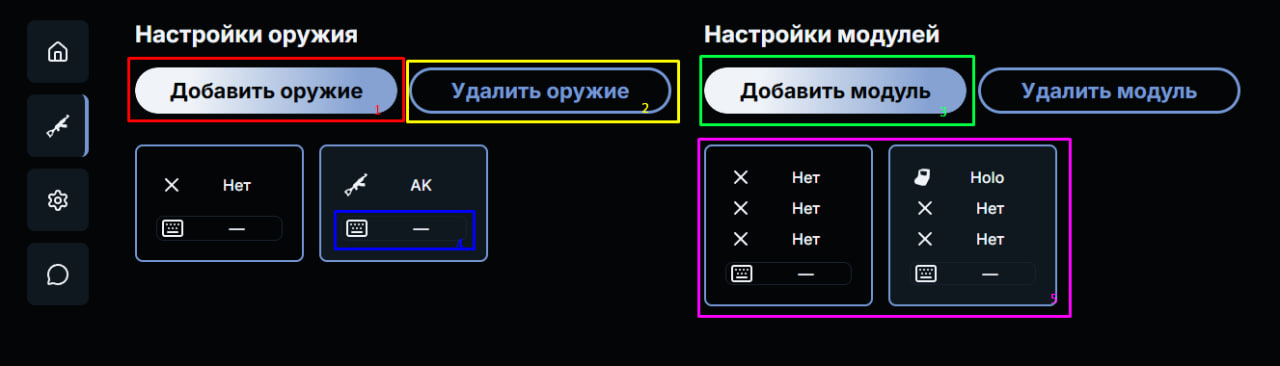 Общий вид страницы «Отдача» с выделенными элементами интерфейса